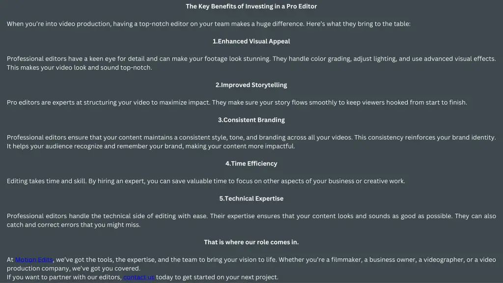 the key benefits of investing in a pro editor