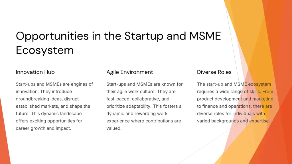 opportunities in the startup and msme ecosystem