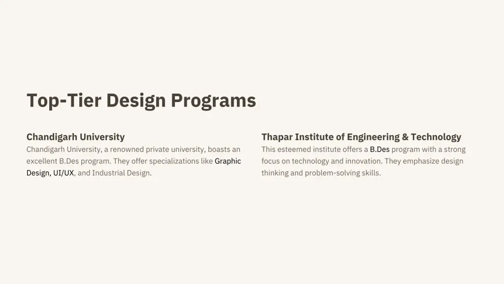 top tier design programs