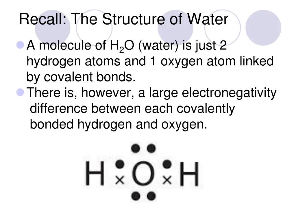 recall the structure of water