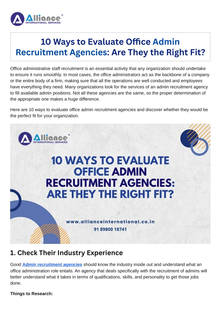10 ways to evaluate o ce admin recruitment