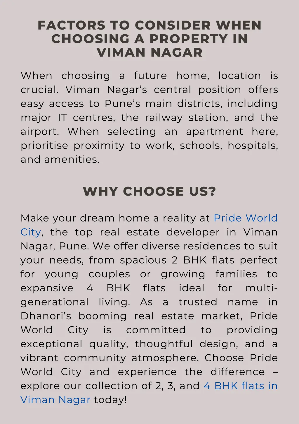 factors to consider when choosing a property