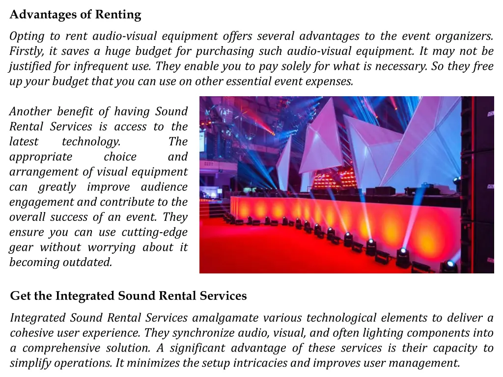 advantages of renting opting to rent audio visual