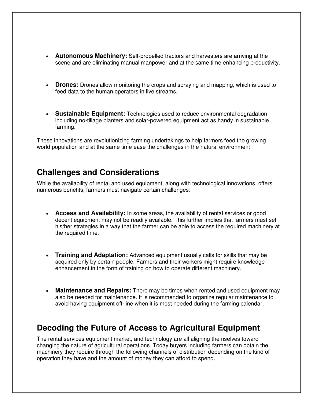 autonomous machinery self propelled tractors