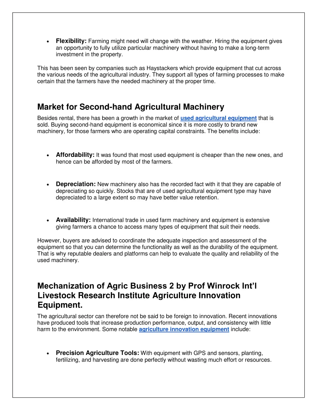 flexibility farming might need will change with