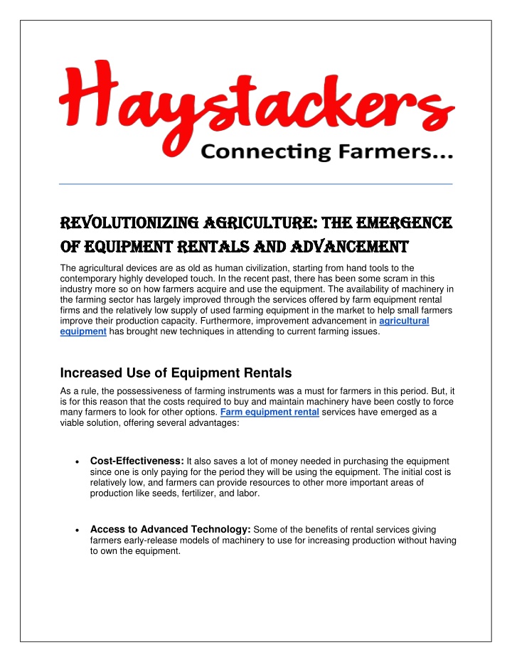revolutionizing agriculture the emergence