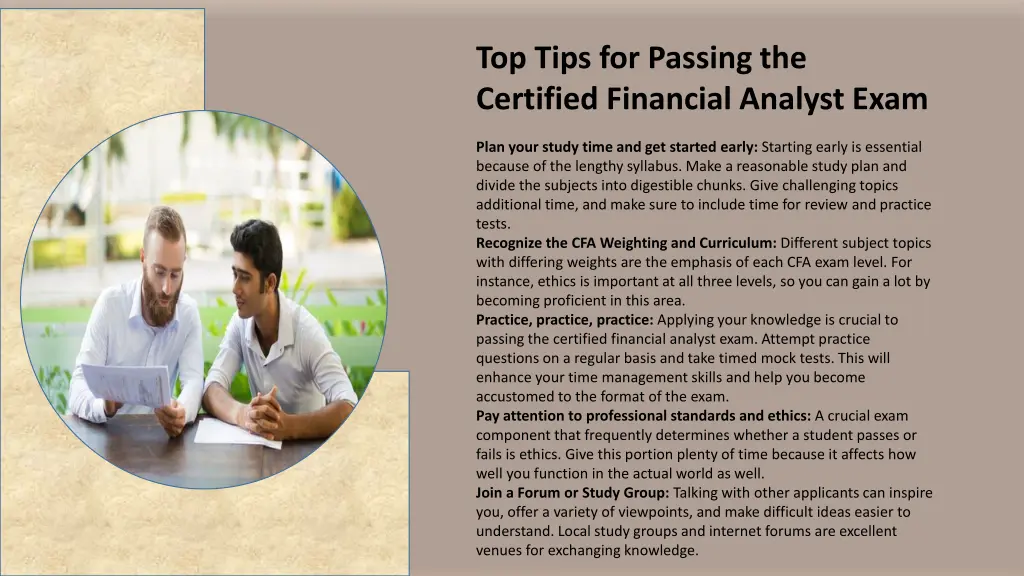 top tips for passing the certified financial