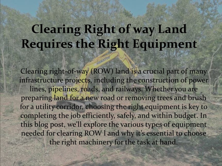 clearing right of way land requires the right