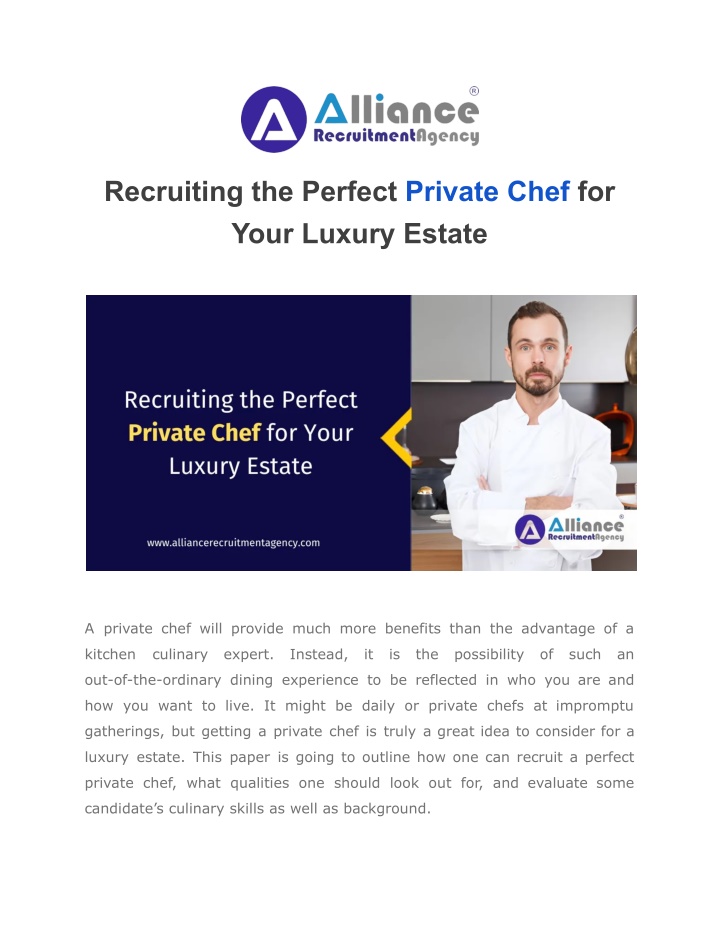recruiting the perfect private chef for your