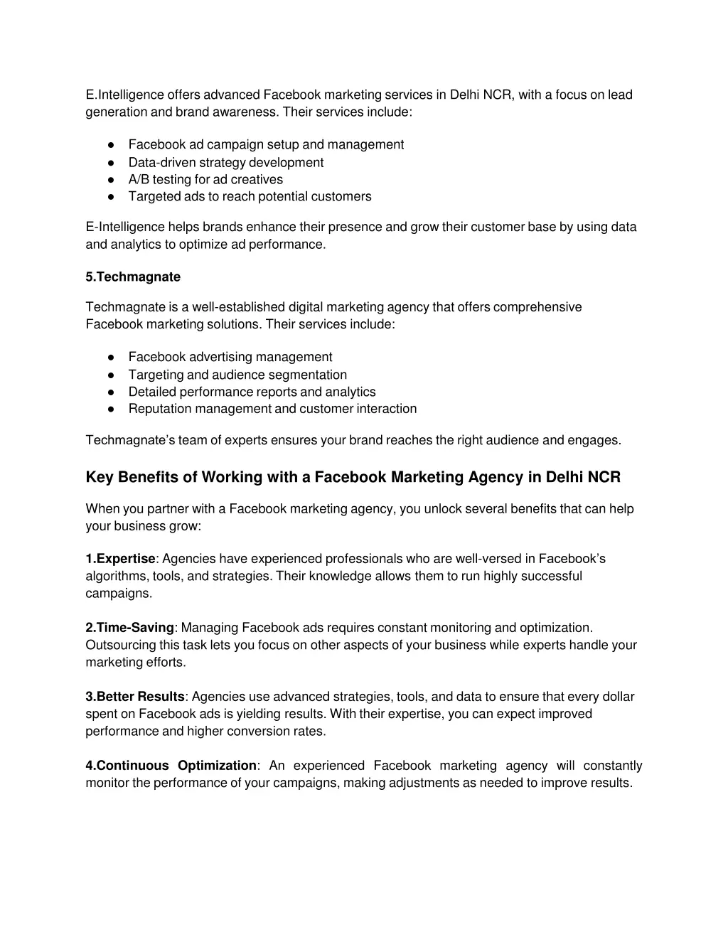e intelligence offers advanced facebook marketing