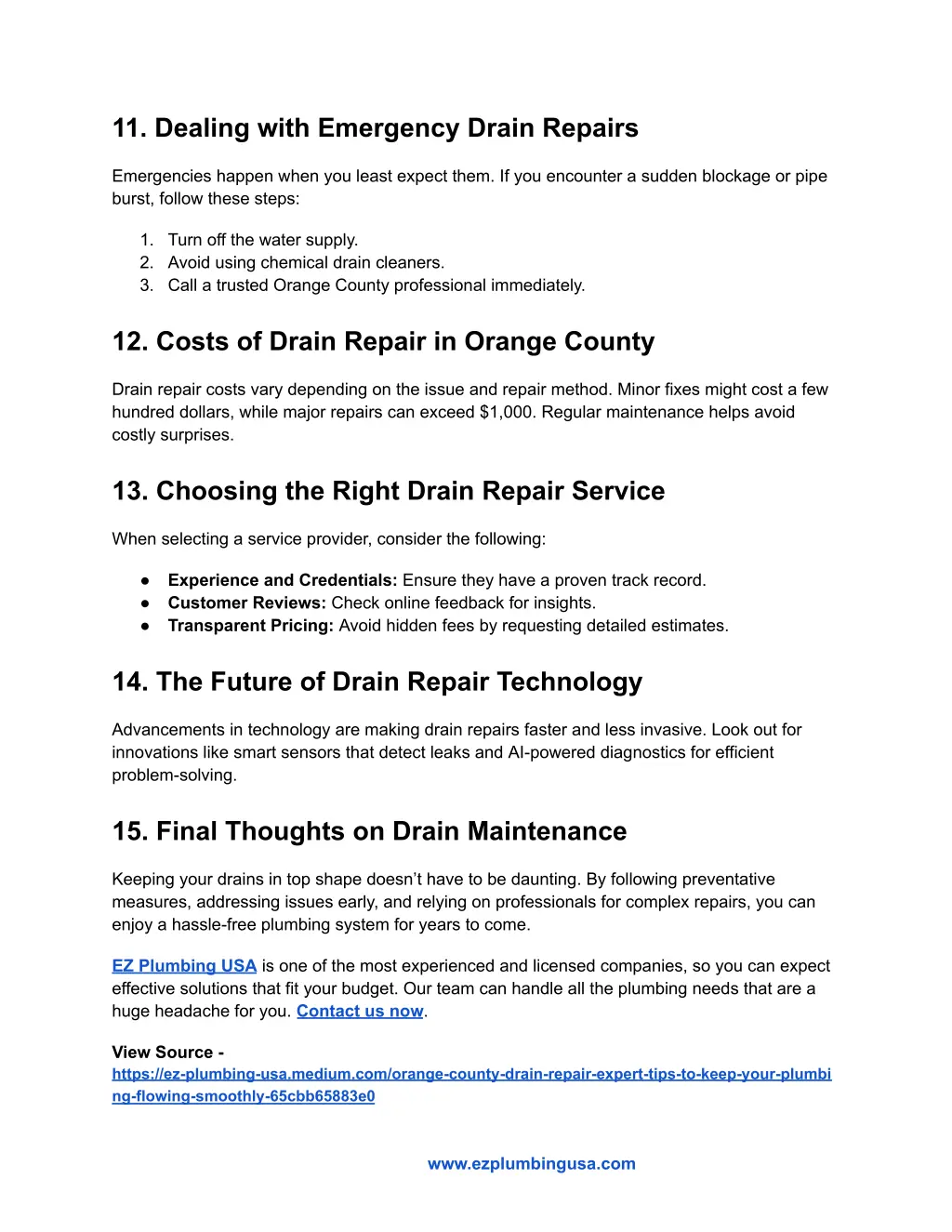 11 dealing with emergency drain repairs