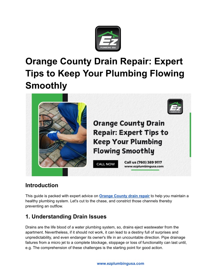 orange county drain repair expert tips to keep