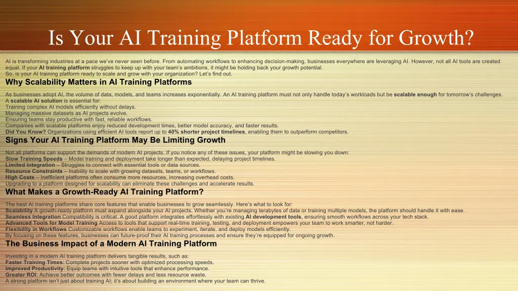 is your ai training platform ready for growth 1
