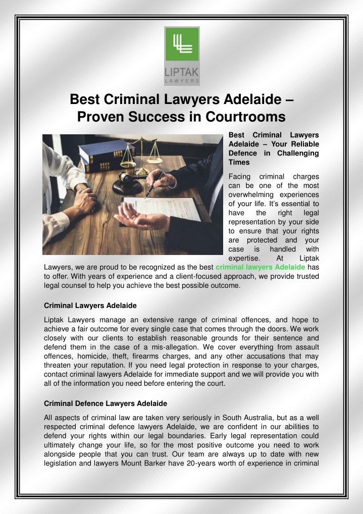 best criminal lawyers adelaide proven success