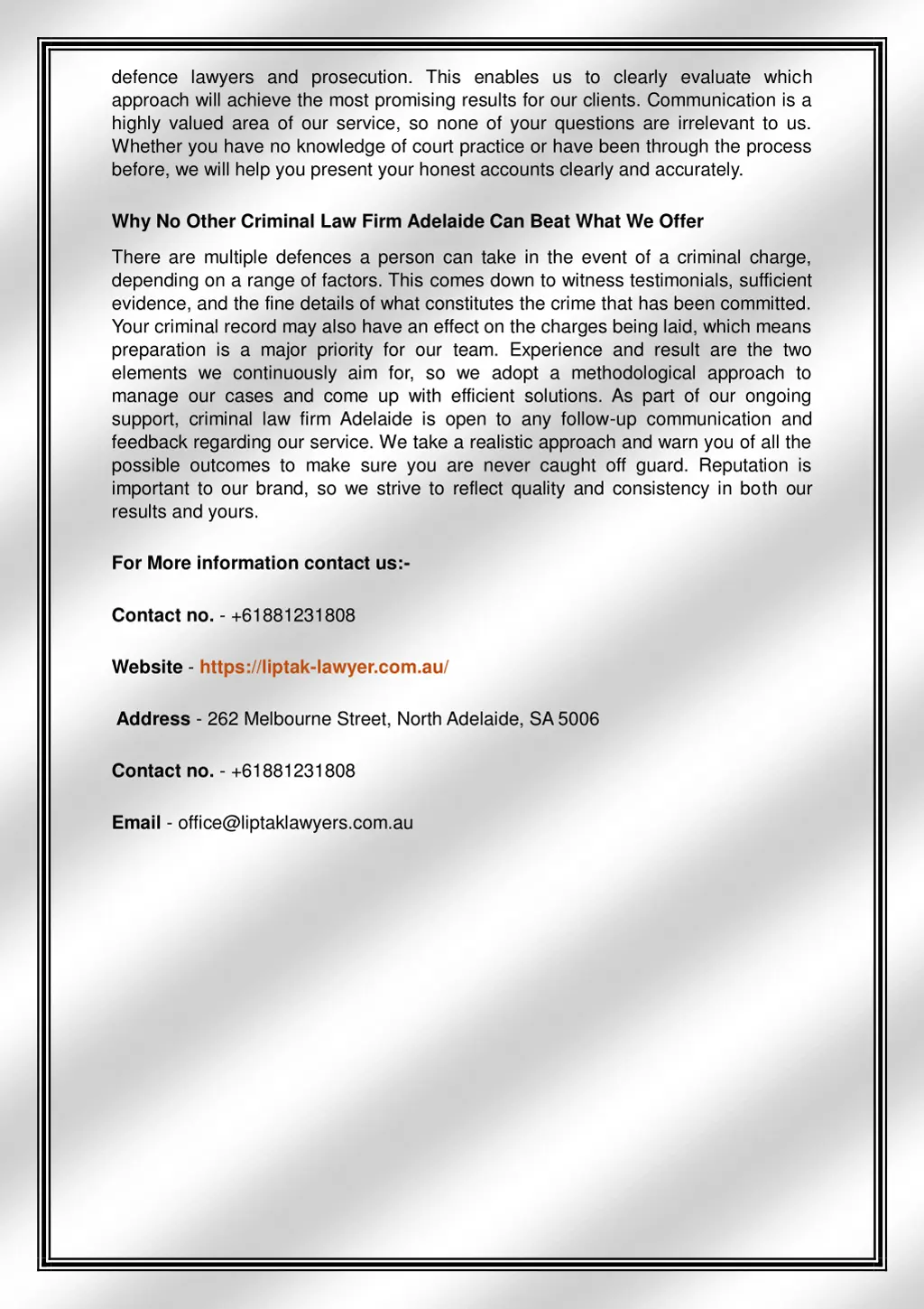 defence lawyers and prosecution this enables