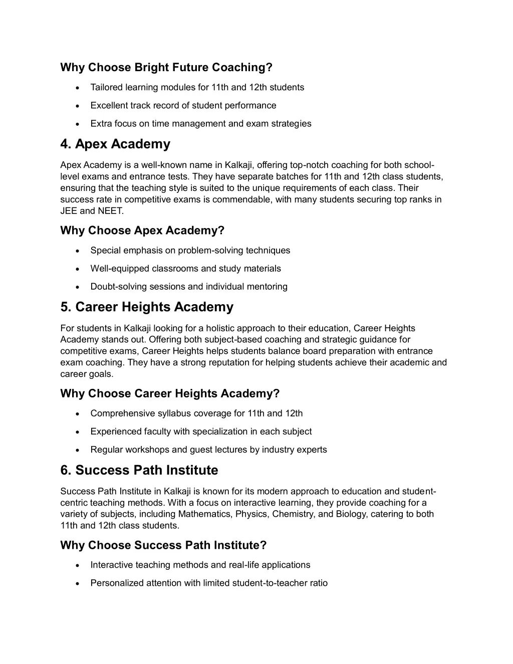why choose bright future coaching