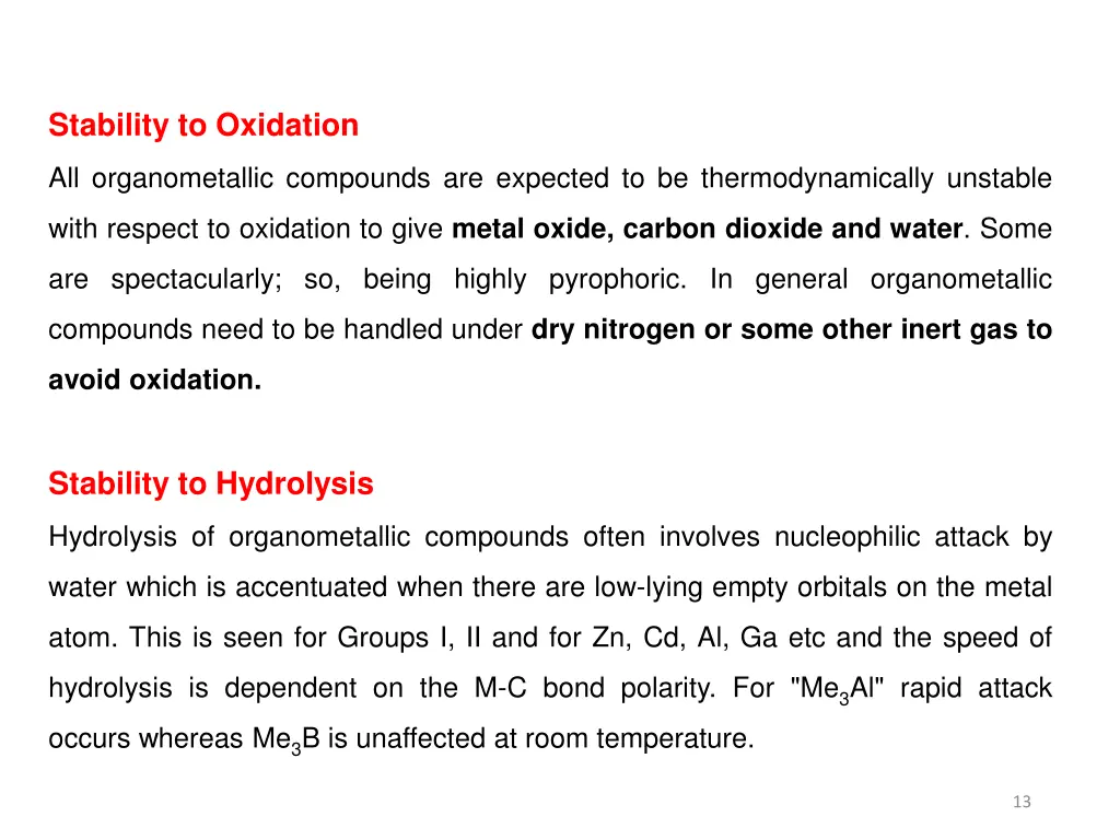 stability to oxidation