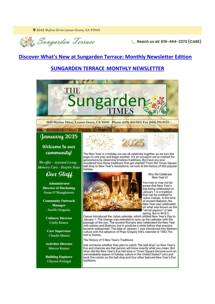 discover what s new at sungarden terrace monthly