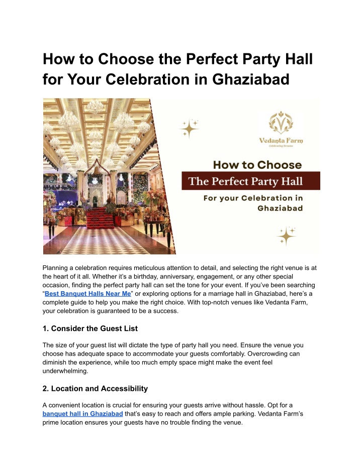 how to choose the perfect party hall for your