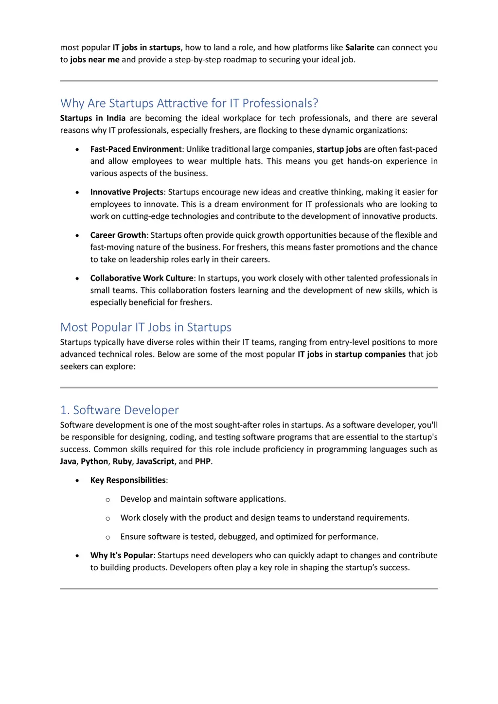 most popular it jobs in startups how to land