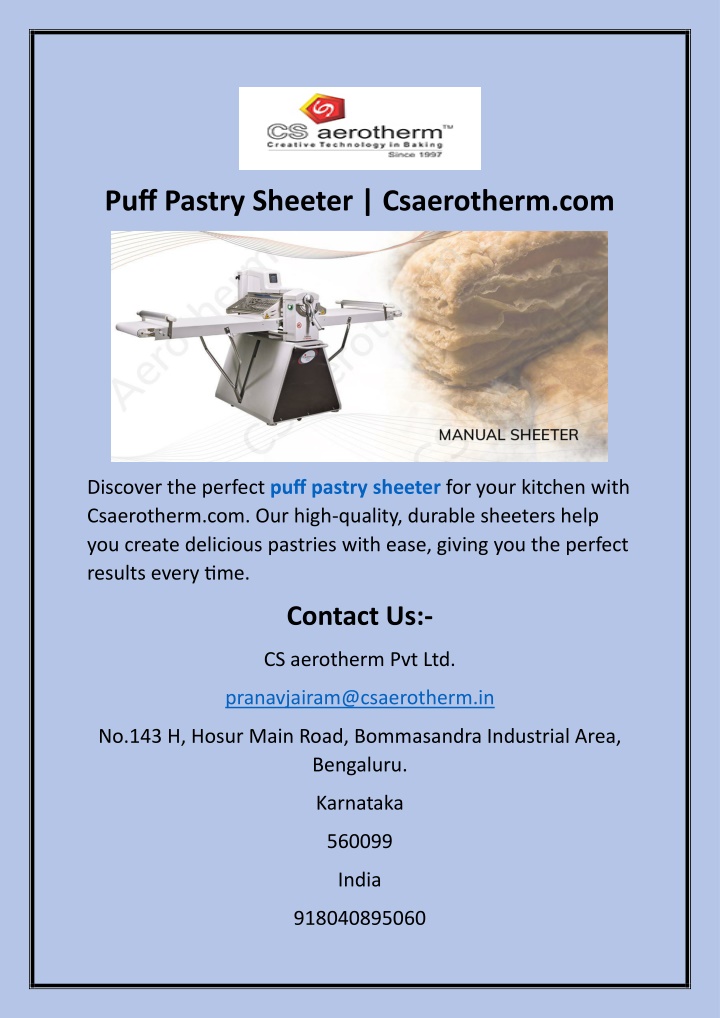 puff pastry sheeter csaerotherm com