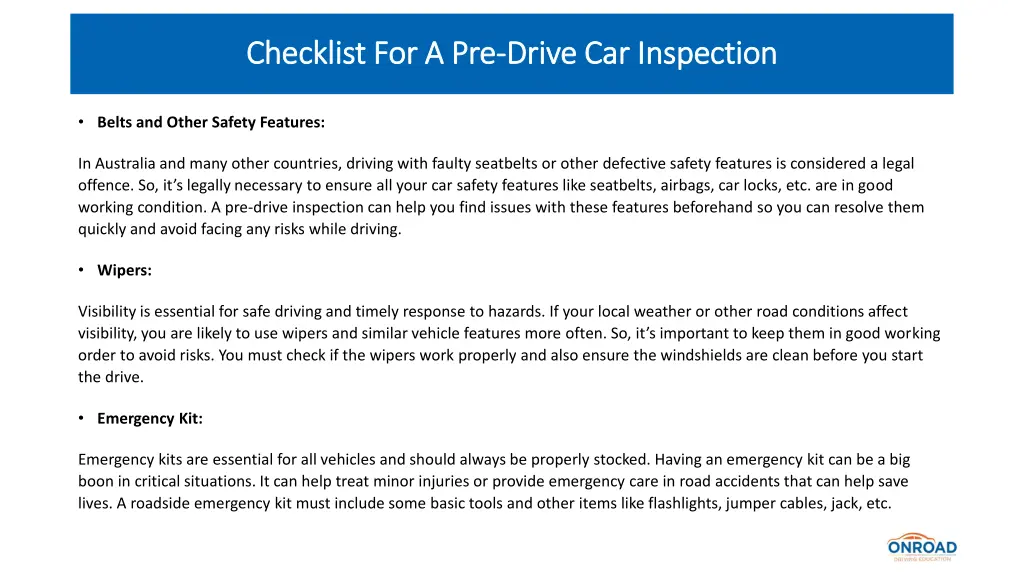 checklist for a pre checklist for a pre drive 4