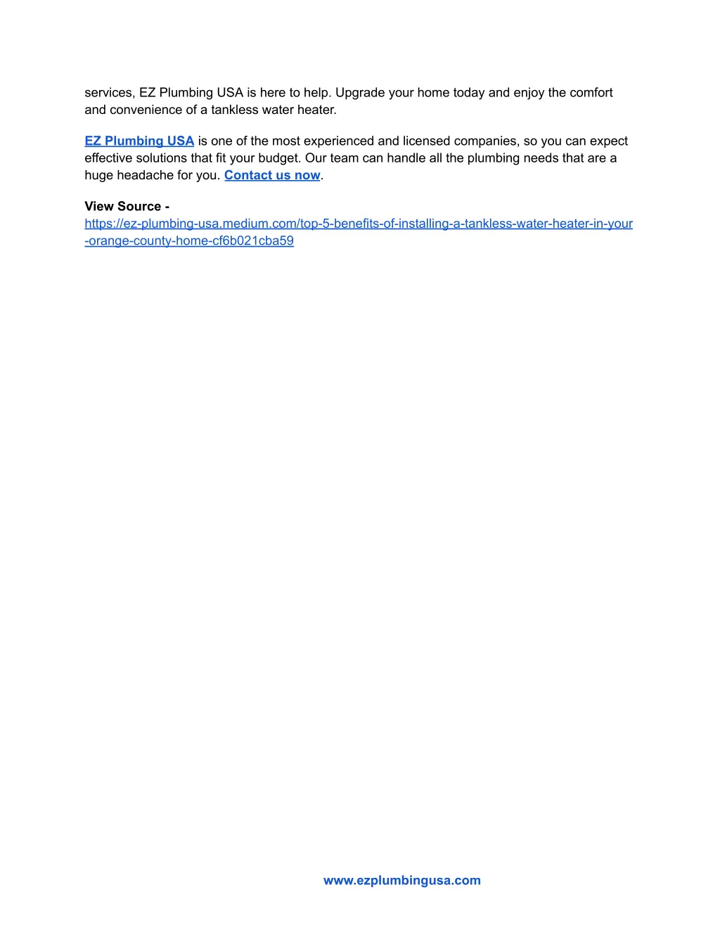 services ez plumbing usa is here to help upgrade