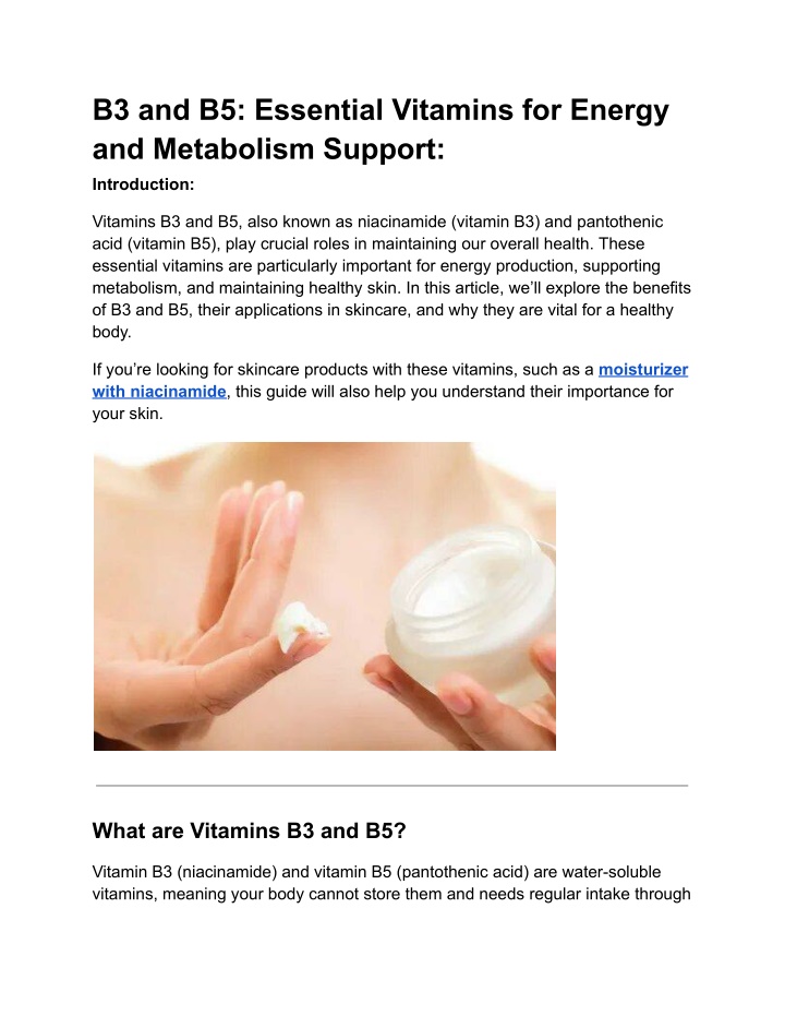 b3 and b5 essential vitamins for energy