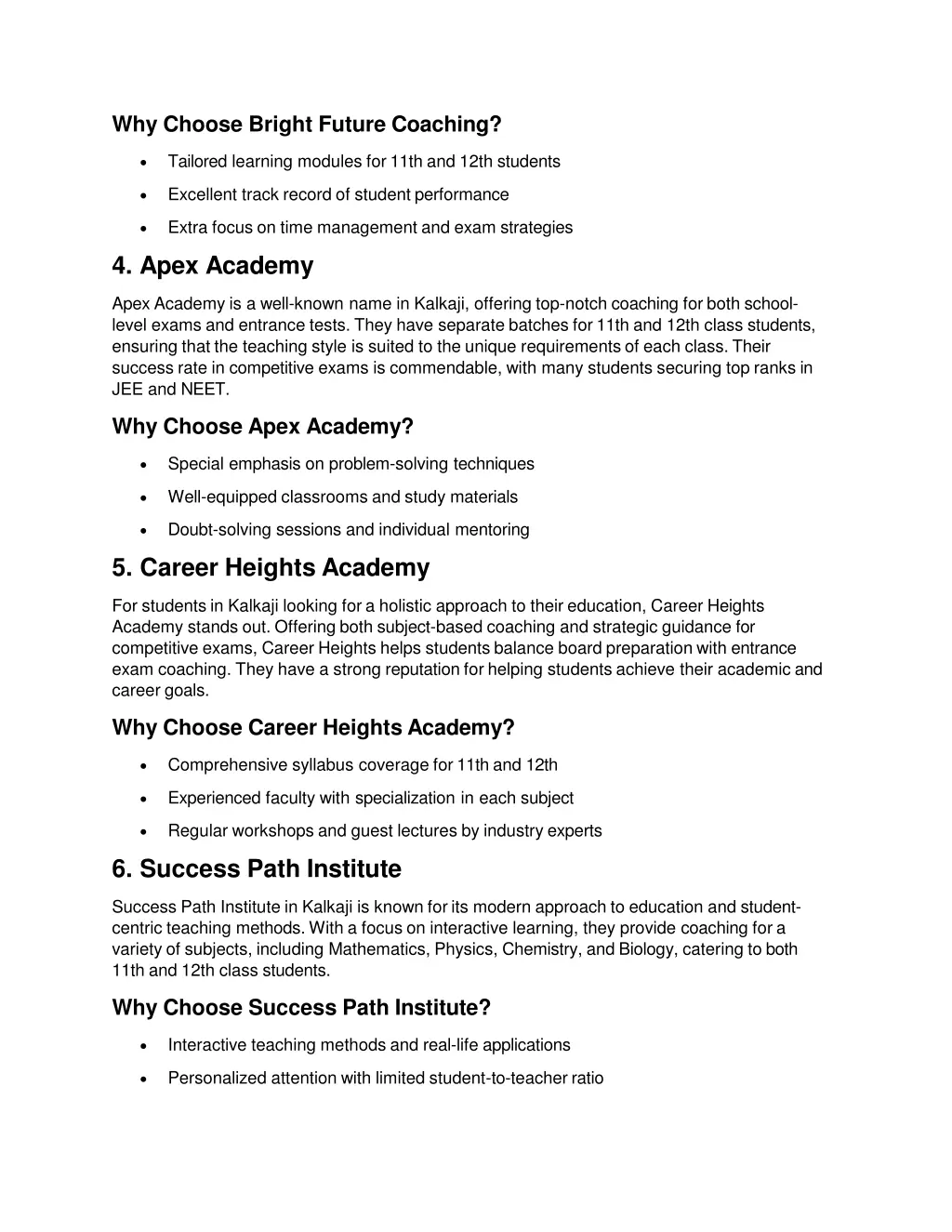 why choose bright future coaching