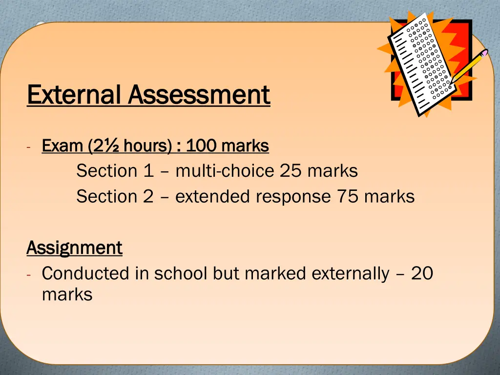 external assessment external assessment