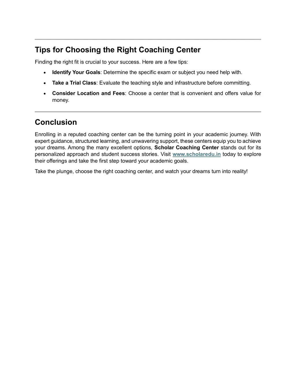 tips for choosing the right coaching center