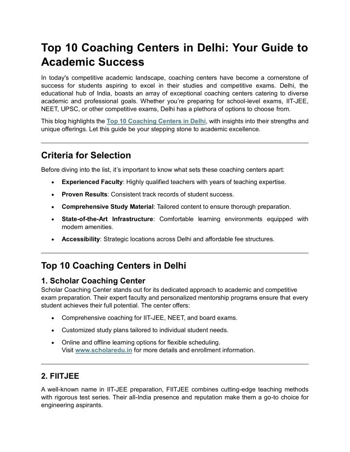 top 10 coaching centers in delhi your guide