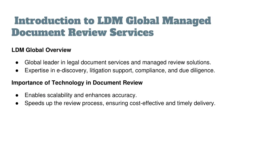 introduction to ldm global managed document