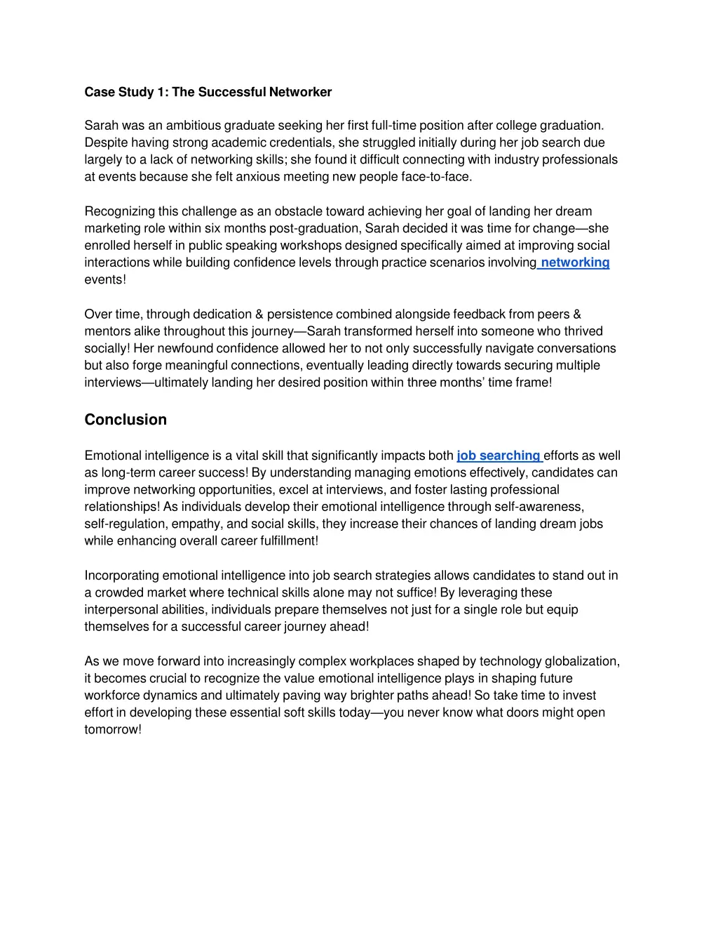 case study 1 the successful networker