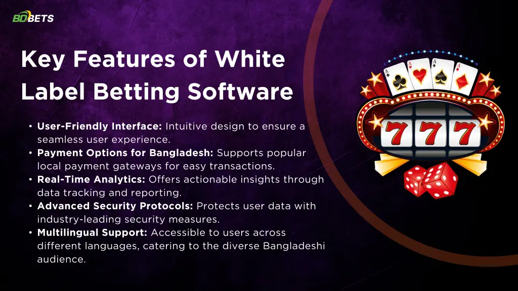 key features of white label betting software