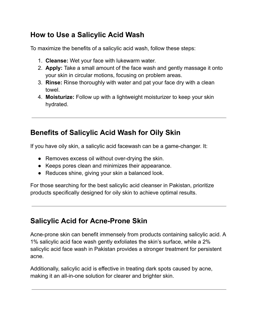 how to use a salicylic acid wash