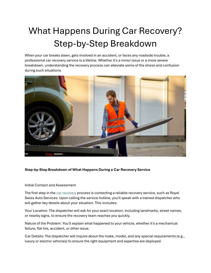 what happens during car recovery step by step