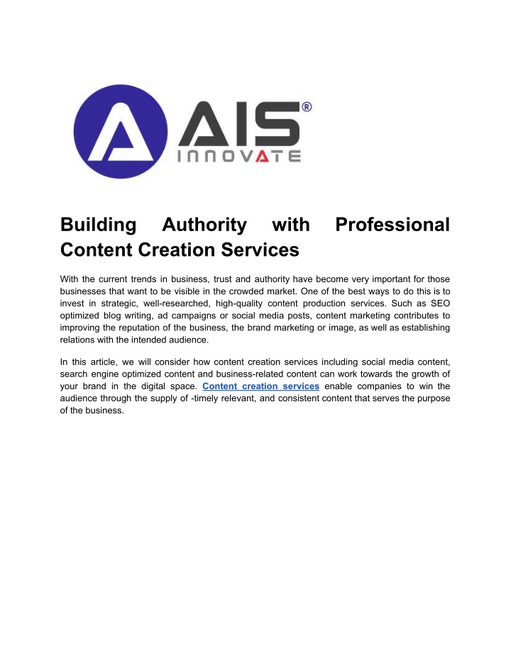 building content creation services