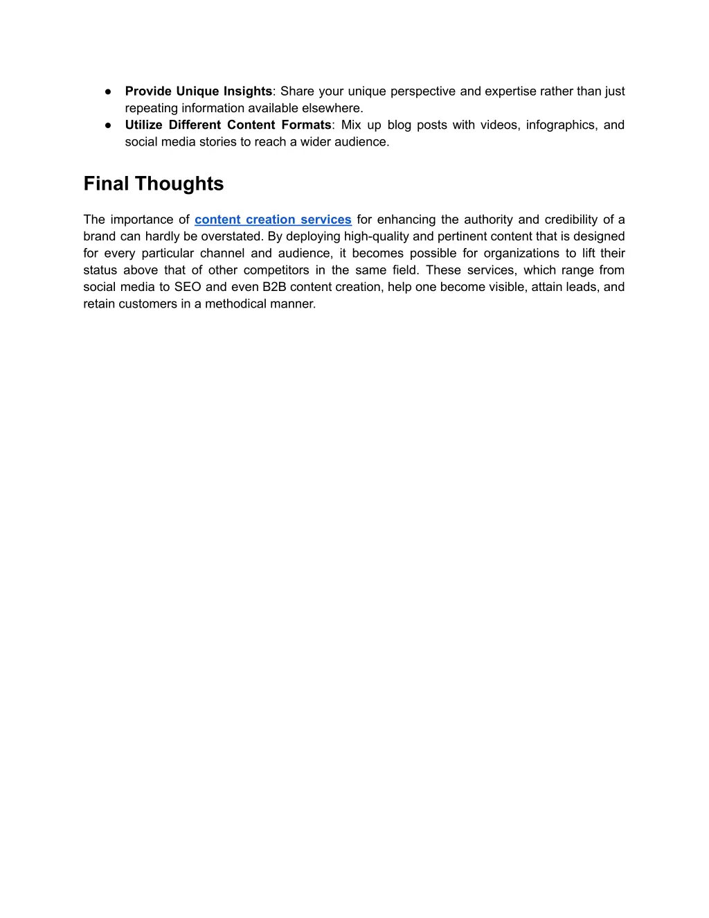 provide unique insights share your unique
