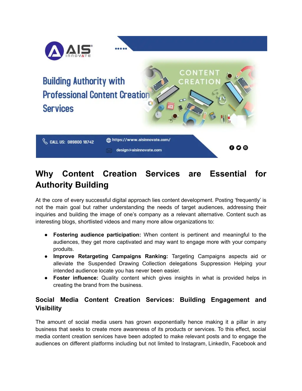 why content creation services are essential