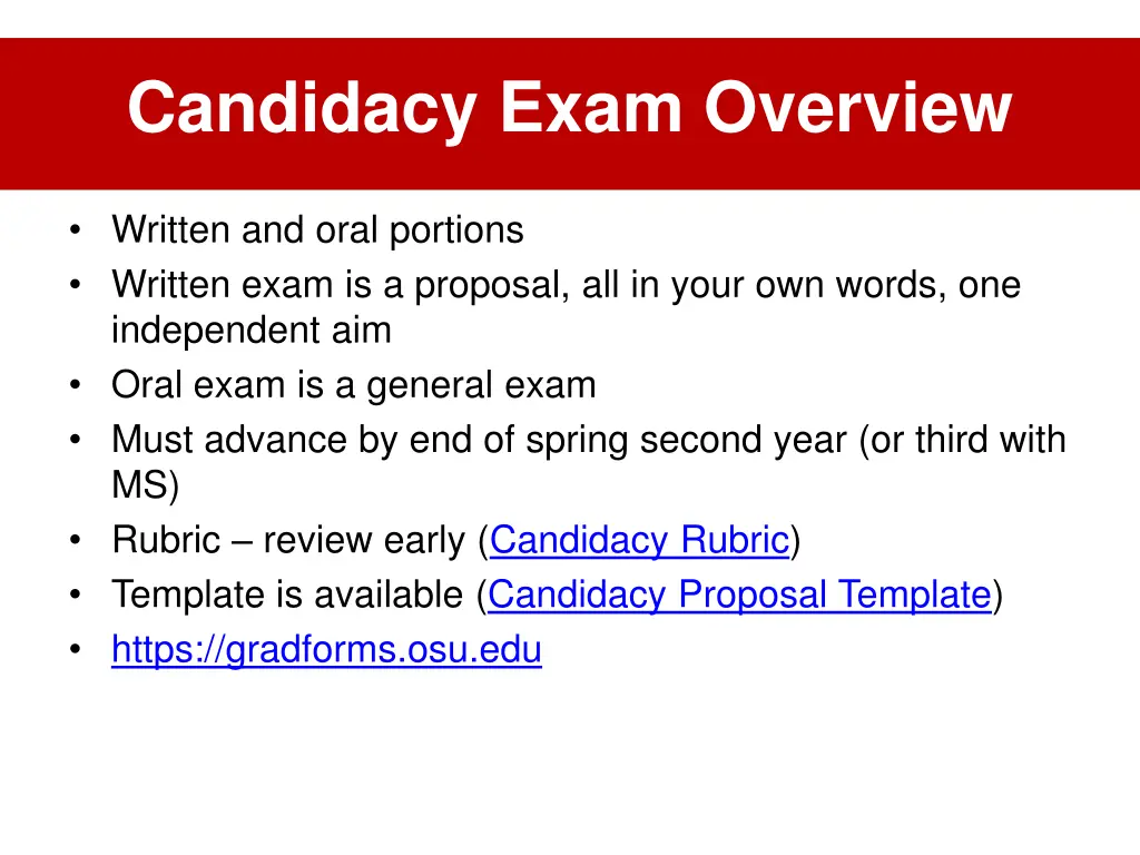 candidacy exam overview