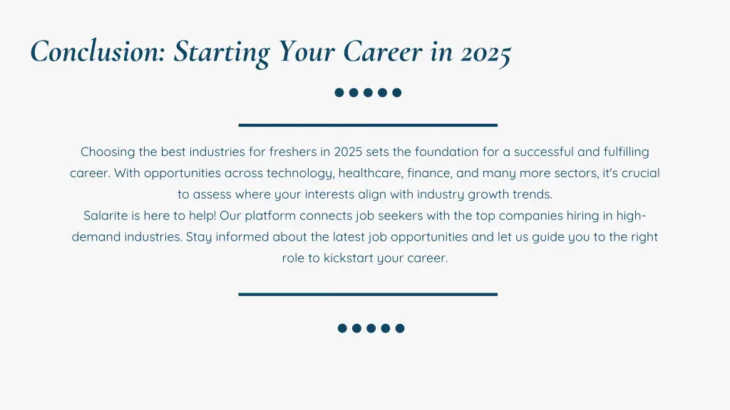 conclusion starting your career in 2025