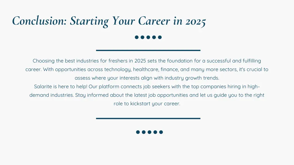 conclusion starting your career in 2025