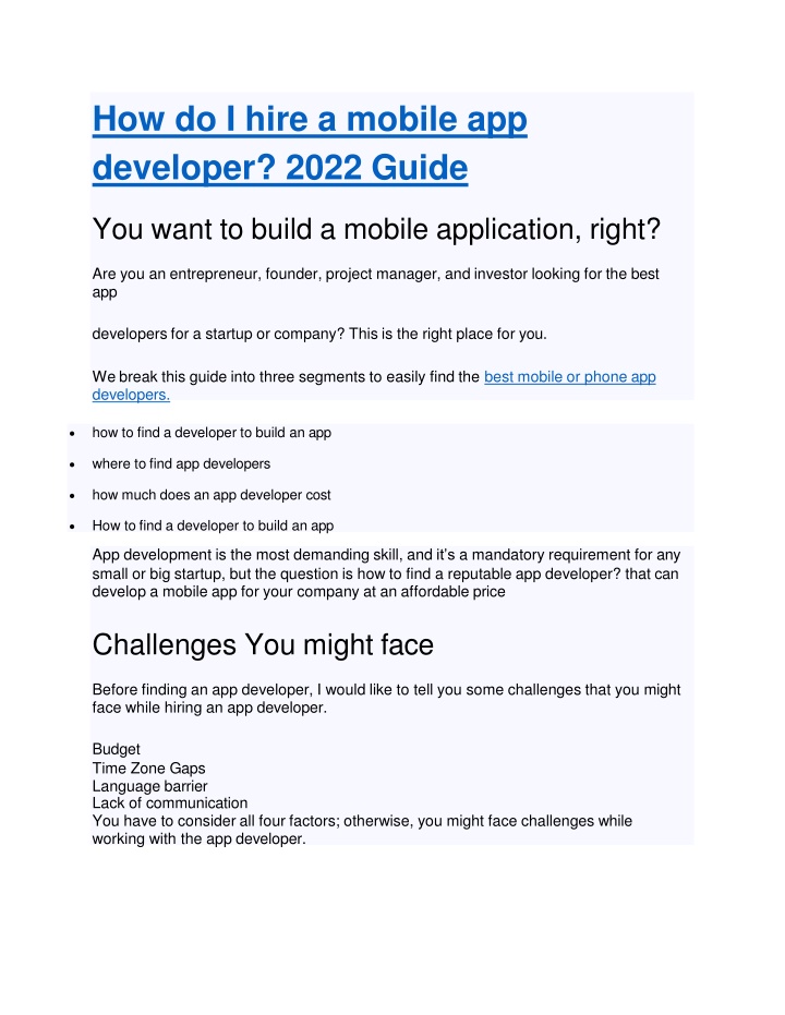 how do i hire a mobile app developer 2022 guide