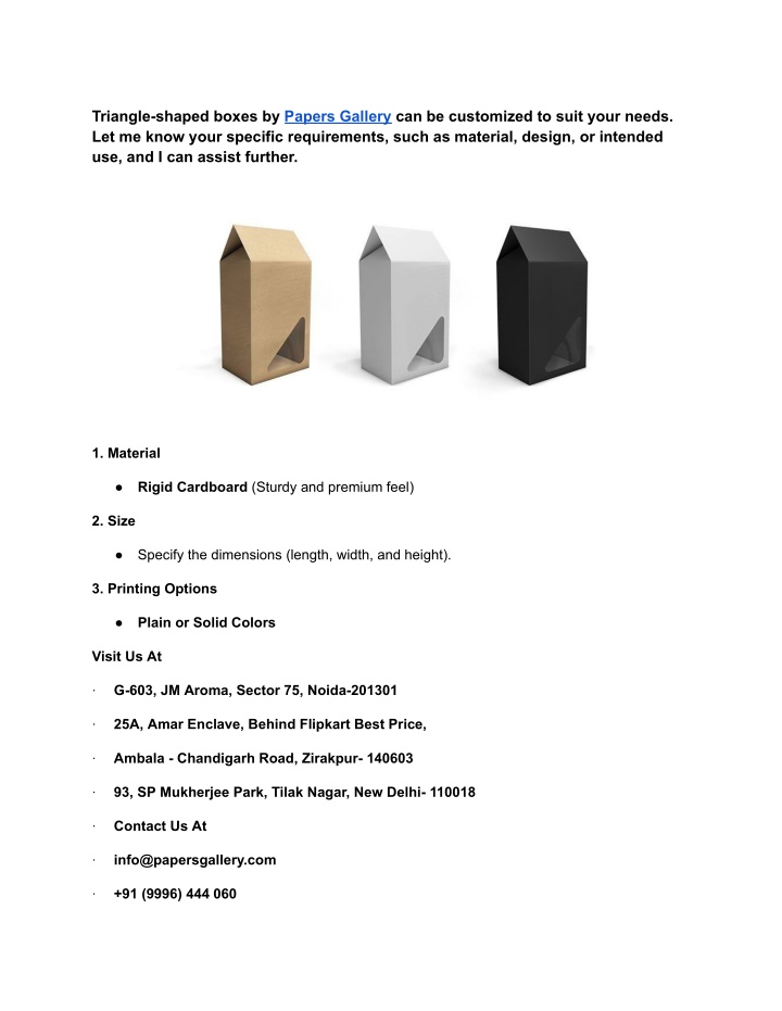 triangle shaped boxes by papers gallery