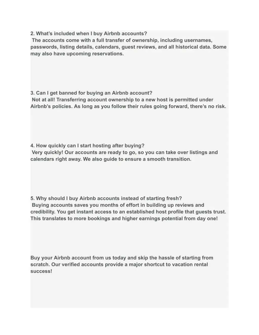 2 what s included when i buy airbnb accounts