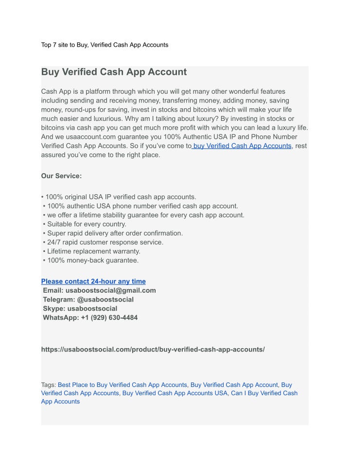 top 7 site to buy verified cash app accounts