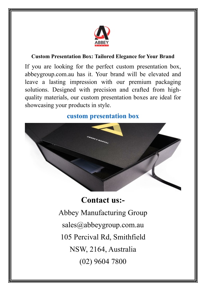 custom presentation box tailored elegance