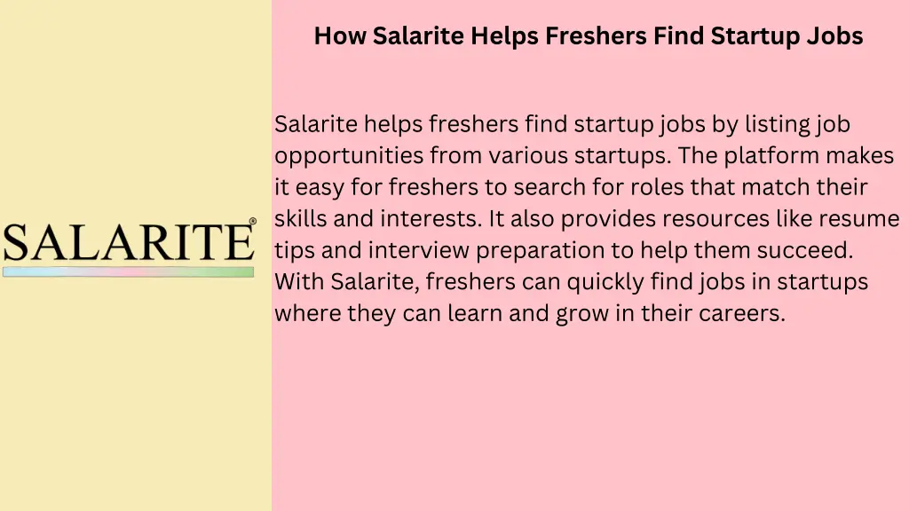 how salarite helps freshers find startup jobs