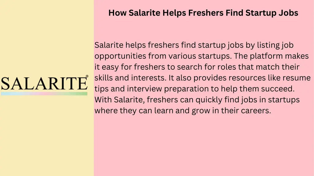 how salarite helps freshers find startup jobs